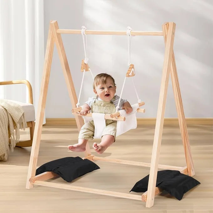 Balançoire Bébé en Bois – Sécurisée, Confortable et Évolutive