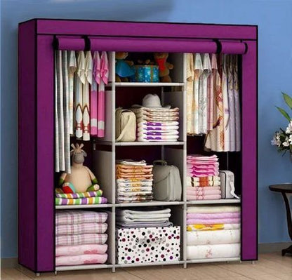 Armoire de Rangement Portable en Tissu avec Étagères et Penderie