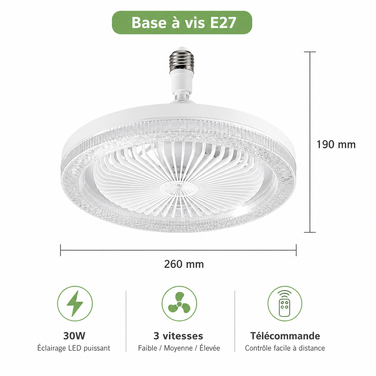 Ventilateur Plafonnier LED 30W avec Télécommande – SWIFT Aroma Fan Light