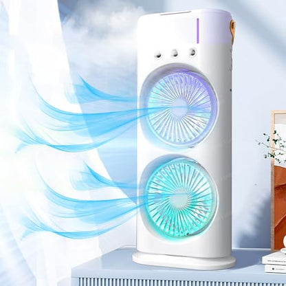 Ventilateur Portable Double Tête avec Brumisateur Rechargeable