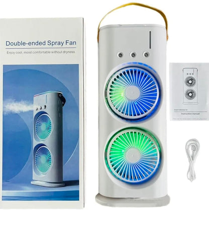 Ventilateur Portable Double Tête avec Brumisateur Rechargeable