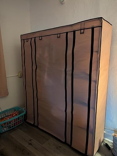 Armoire de Rangement Portable en Tissu avec Étagères et Penderie