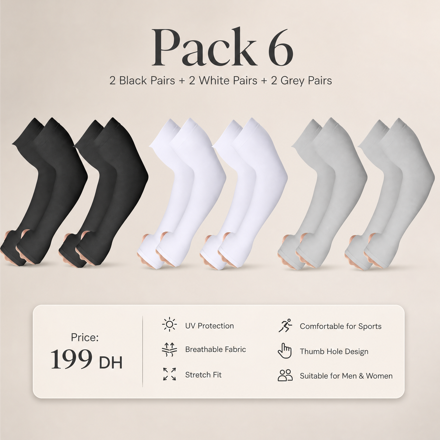 Manchons de Compression Bras Anti-UV “Let’s Slim” – Pack Multi-Couleurs