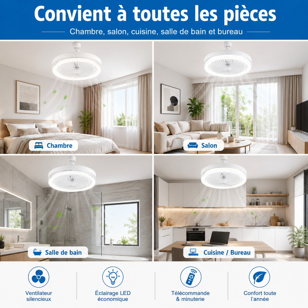 Ventilateur Plafonnier LED 30W avec Télécommande – SWIFT Aroma Fan Light