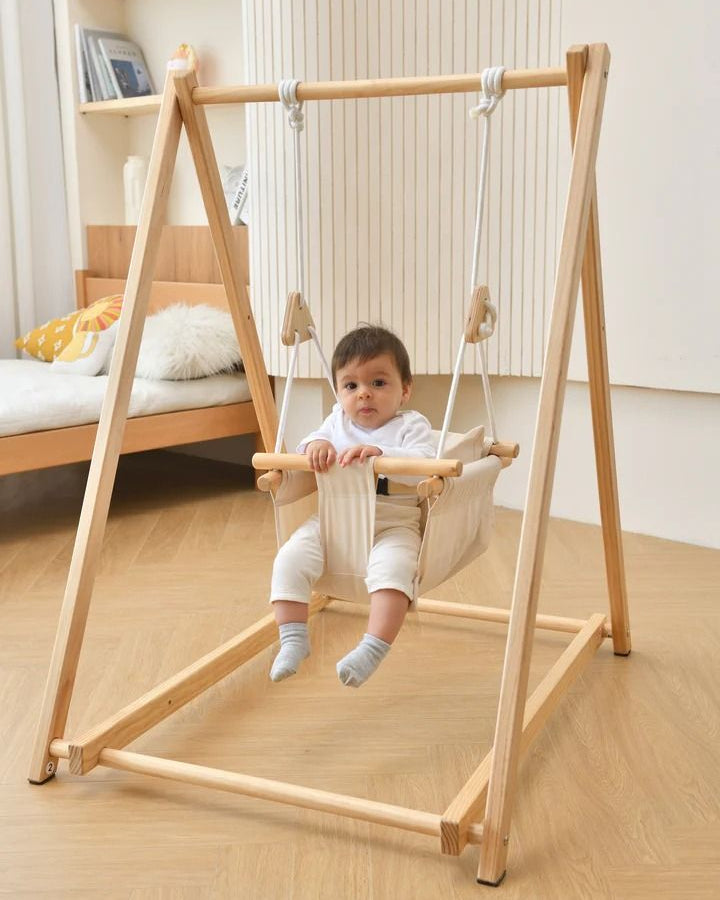 Balançoire Bébé en Bois – Sécurisée, Confortable et Évolutive