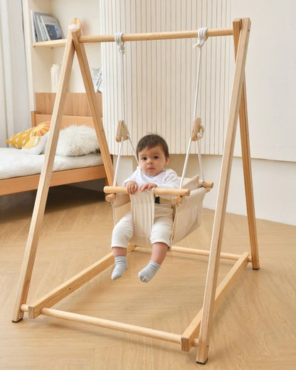 Balançoire Bébé en Bois – Sécurisée, Confortable et Évolutive