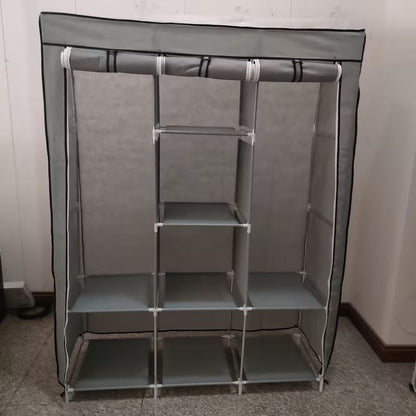 Armoire de Rangement Portable en Tissu avec Étagères et Penderie