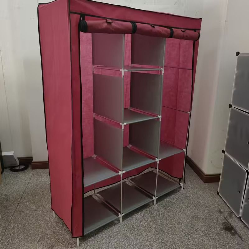 Armoire de Rangement Portable en Tissu avec Étagères et Penderie