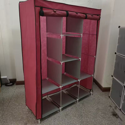 Armoire de Rangement Portable en Tissu avec Étagères et Penderie