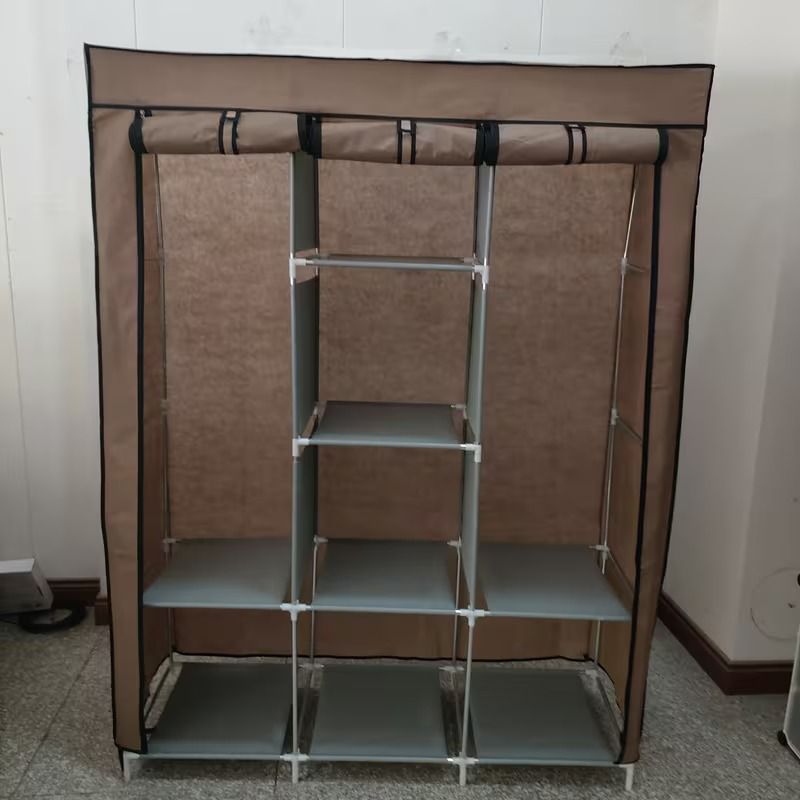 Armoire de Rangement Portable en Tissu avec Étagères et Penderie