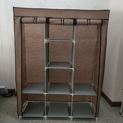 Armoire de Rangement Portable en Tissu avec Étagères et Penderie