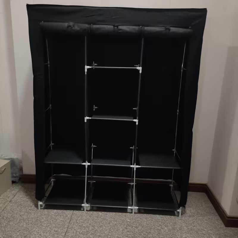 Armoire de Rangement Portable en Tissu avec Étagères et Penderie