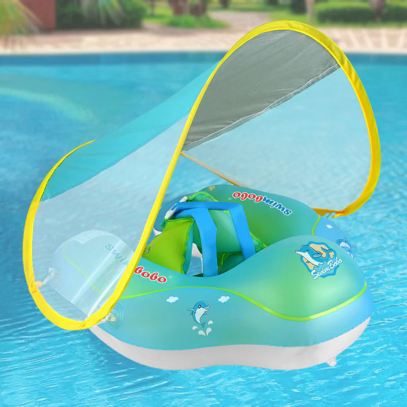 Bouée Bébé avec Pare-Soleil Intégré pour Piscine
