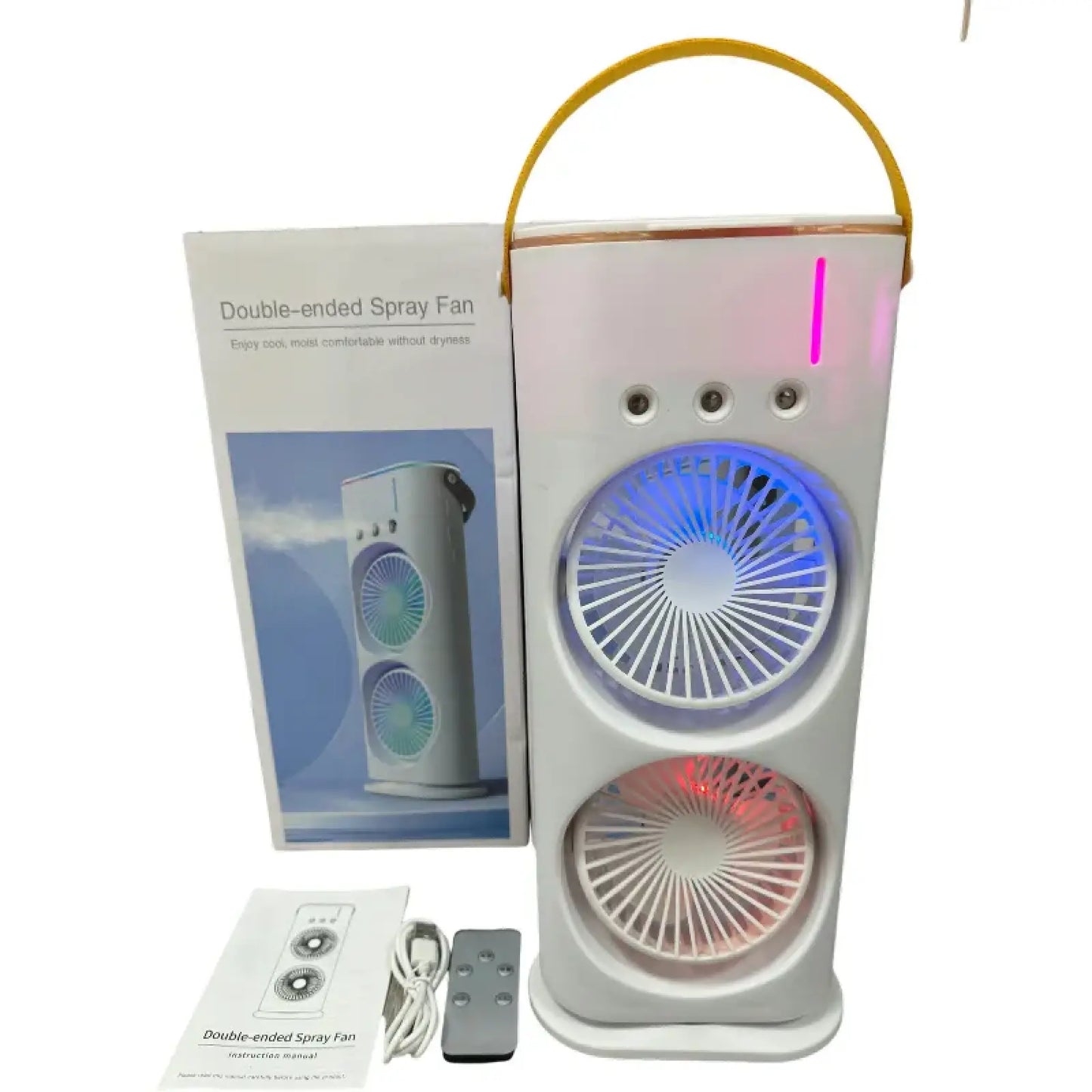 Ventilateur Portable Double Tête avec Brumisateur Rechargeable