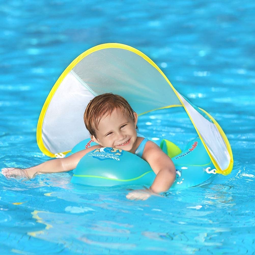 Bouée Bébé avec Pare-Soleil Intégré pour Piscine