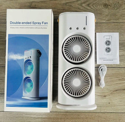 Ventilateur Portable Double Tête avec Brumisateur Rechargeable
