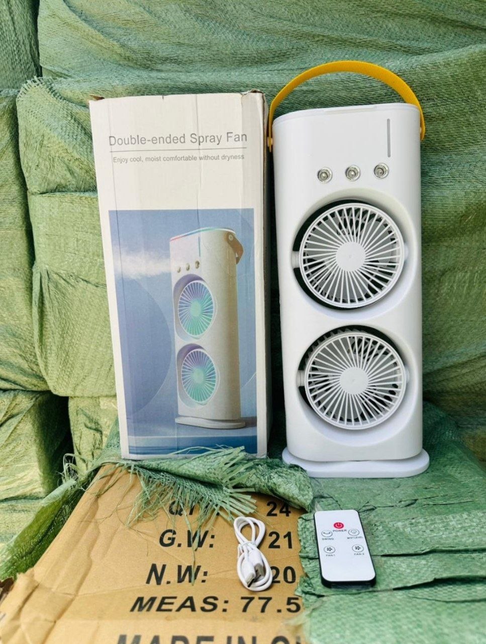 Ventilateur Portable Double Tête avec Brumisateur Rechargeable