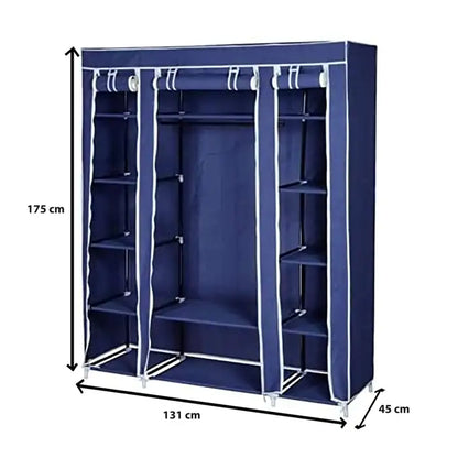 Armoire de Rangement Portable en Tissu avec Étagères et Penderie