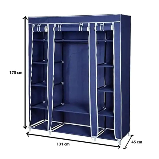 Armoire de Rangement Portable en Tissu avec Étagères et Penderie